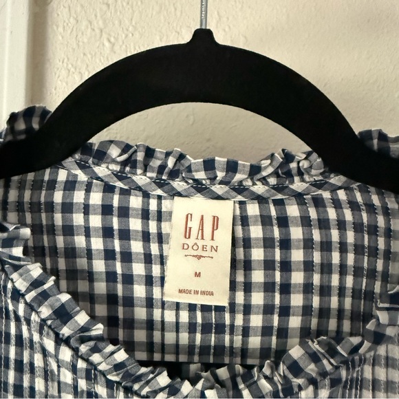 DOEN x GAP black white gingham plaid puff prairie cottage button up midi dress - Picture 8 of 9